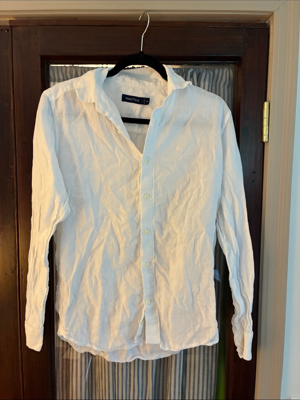 Nautica Women's White Button-Down Linen Shirt